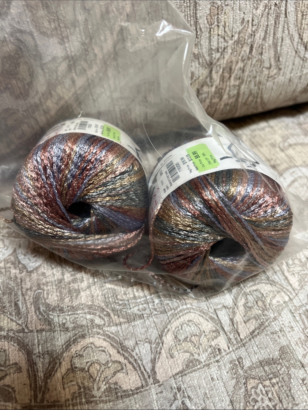 Variegated Metallic Multi-Color Yarn Skeins for Home Art Projects